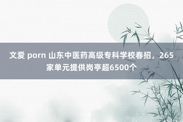 文爱 porn 山东中医药高级专科学校春招，265家单元提供岗亭超6500个