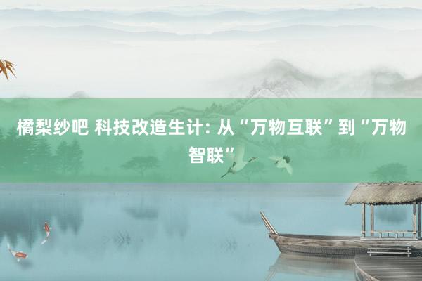 橘梨纱吧 科技改造生计: 从“万物互联”到“万物智联”