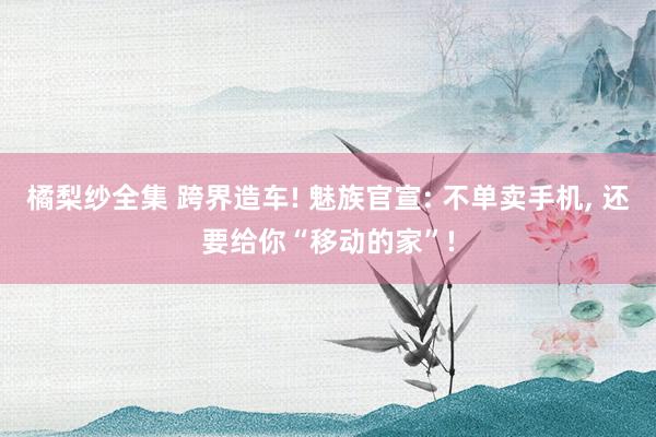 橘梨纱全集 跨界造车! 魅族官宣: 不单卖手机, 还要给你“移动的家”!
