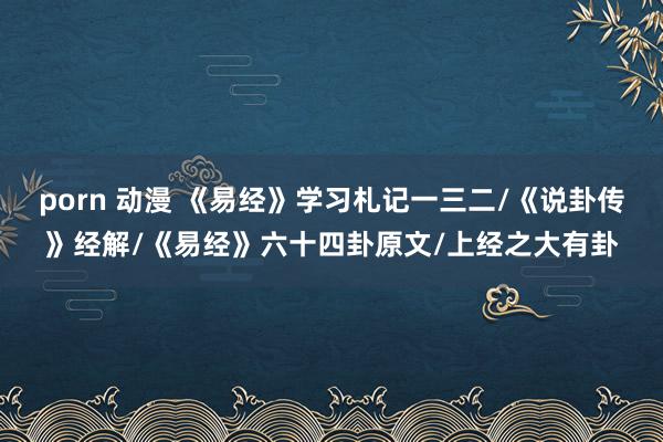 porn 动漫 《易经》学习札记一三二/《说卦传》经解/《易经》六十四卦原文/上经之大有卦