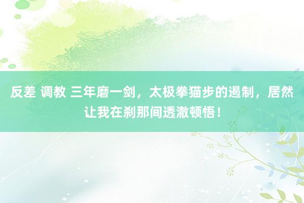 反差 调教 三年磨一剑，太极拳猫步的遏制，居然让我在刹那间透澈顿悟！
