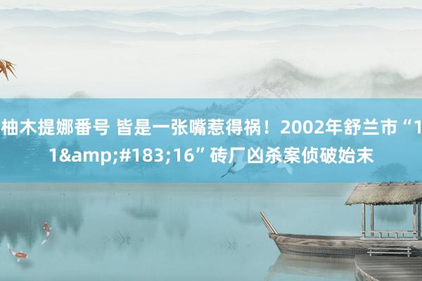 柚木提娜番号 皆是一张嘴惹得祸！2002年舒兰市“11&#183;16”砖厂凶杀案侦破始末
