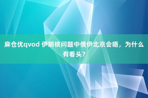 麻仓优qvod 伊朗核问题中俄伊北京会晤，为什么有看头？